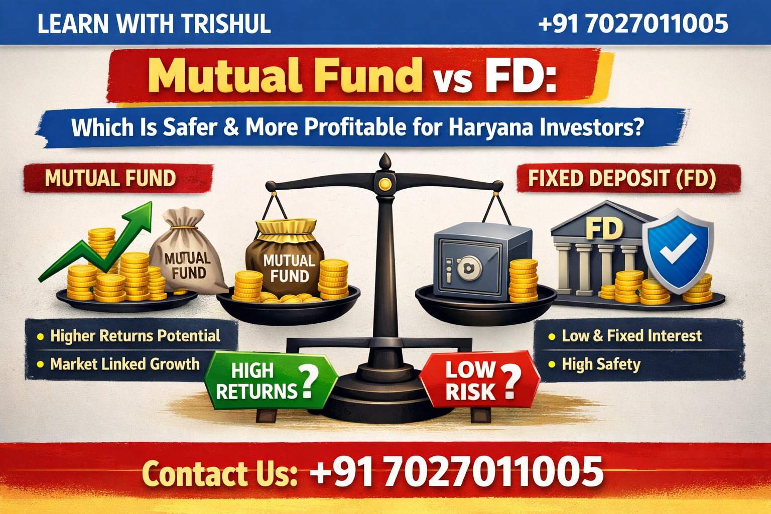 Mutual Fund vs FD in Haryana – Best Investment Option for Safe and Profitable Returns | Learn With Trishul